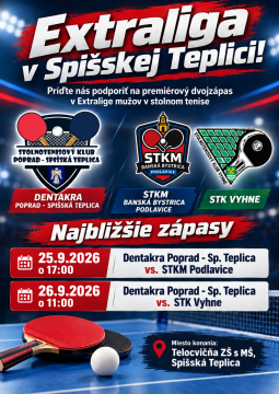 Stolný tenis – Extraliga v Spišskej Teplici